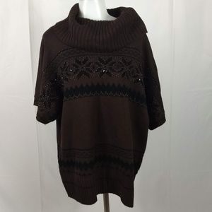DressBarn Plus Size 18/20 Brown Cowl Neck Sweater